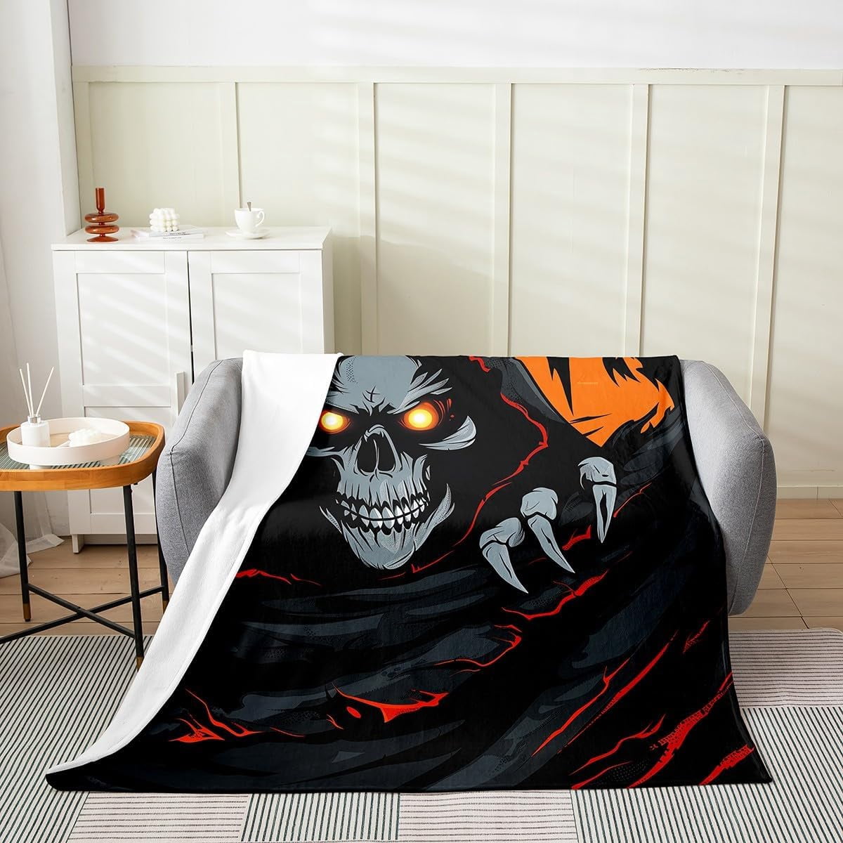 Death Halloween Throw Blanket Baby 30x40 Gothic Style Horror Skull ...