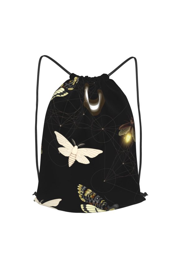 Death Head Hawk Moth Fireflies Drawstring Backpack Gym String Bag Sports Sackpack Cinch Sack, Small