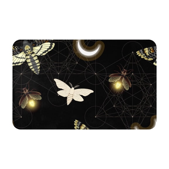 Death Head Hawk Moth Fireflies Front Door Mat Doormat Non Slip Bath Mats 20x31.5 Inch Bathroom Rug Entryway Carpet
