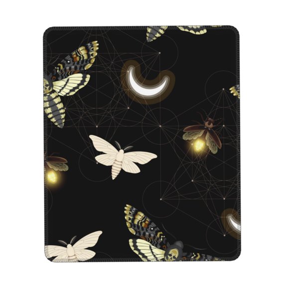 Death Head Hawk Moth Fireflies Gaming Mouse Pad 7.9 x 9.5 in Rectangle Computer Mousepad Mat Non-Slip Rubber Base for Office Laptop PC