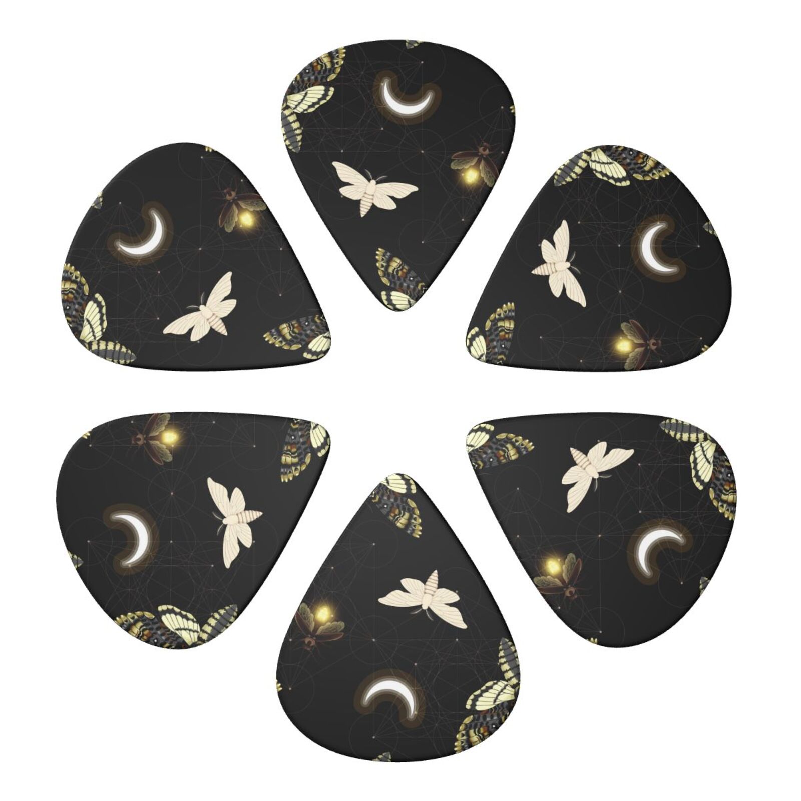 Hawk Picks Death Head Hawk Moth Fireflies Guitar Pick 6 Pack for Bass Acoustic ...