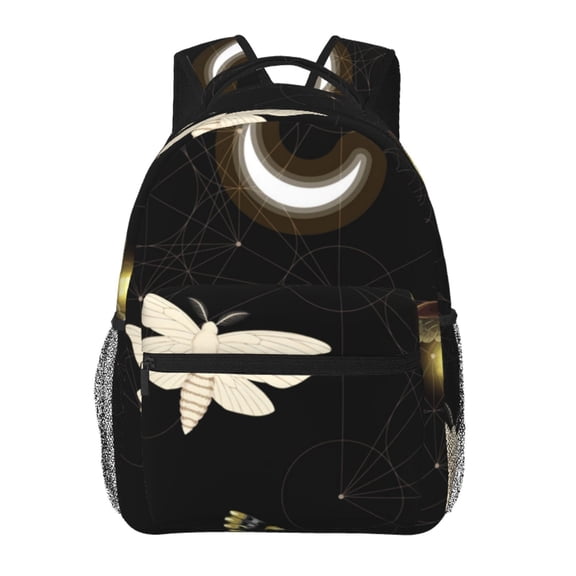 Death Head Hawk Moth Fireflies Laptop Backpack Travel Rucksack for Teens Adults, Fits 15-inch Notebook