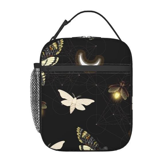 Death Head Hawk Moth Fireflies Lunch Box Bag Insulated Lunchbox Reusable Tote Thermal Cooler Portable for Women Men