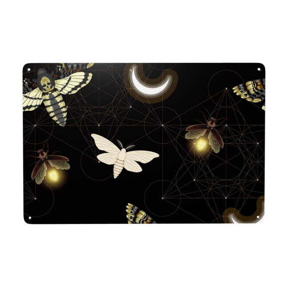 Death Head Hawk Moth Fireflies Metal Tin Sign Garden Signs Kitchen Wall Art Decoration Home Decor 8X12Inch