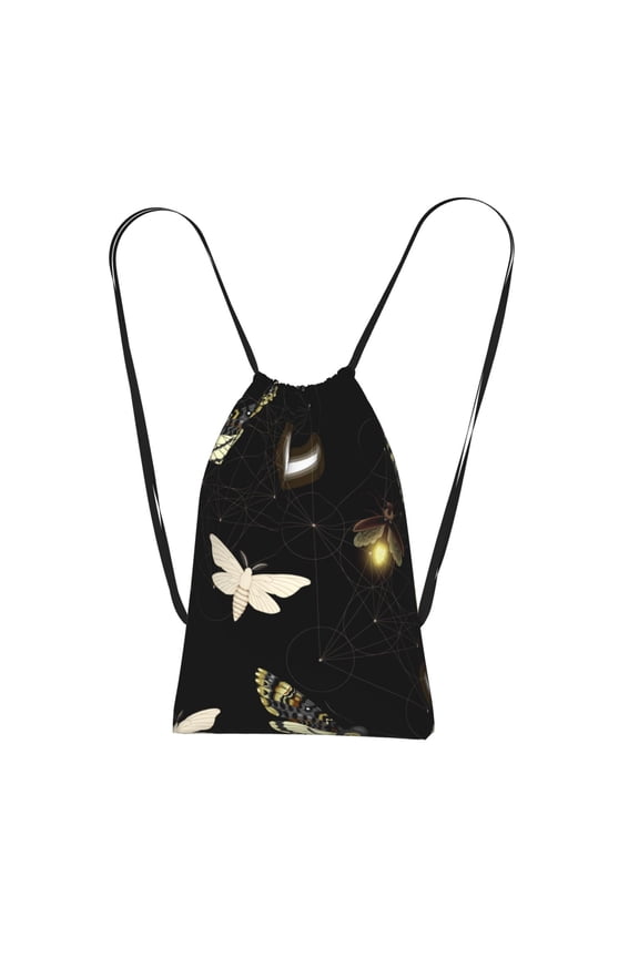 Death Head Hawk Moth Fireflies Packable Drawstring Backpack, Lightweight Foldable Cinch Storage Bag for Gym Travel Shopping
