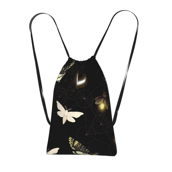 Death Head Hawk Moth Fireflies Packable Drawstring Backpack, Lightweight Foldable Cinch Storage Bag for Gym Travel Shopping