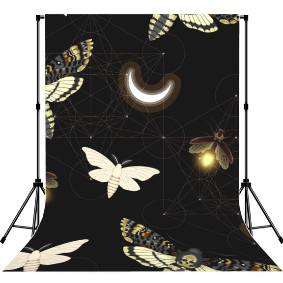 Death Head Hawk Moth Fireflies Photography Backdrop 5x7Ft Background for Photo Studio Video Recording Birthday Party Wedding Home Decor