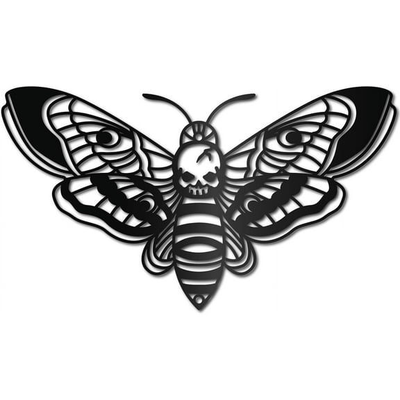 Death Head Moth Metal Wall Decor Black Skull Metal Wall Art Hanging Ornament Iron Moth for Modern Farmhouse Rustic Home 12 x 6.7Inch Material Iron
