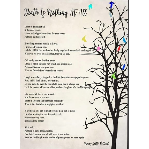 Death Is Nothing At All Poem Wall Art Henry Scott-Holland Quote Poster Funeral Poem Canvas Wall Art For Home Office