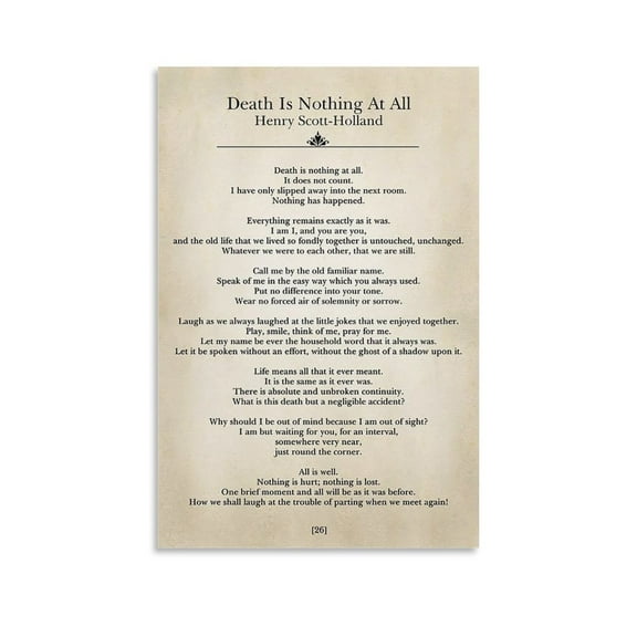 Death Is Nothing at All Henry Scott-Holland Picture Print Wall Art Poster Painting Canvas Posters Artworks Gift Room Aesthetic 16x24inch(40x60cm)