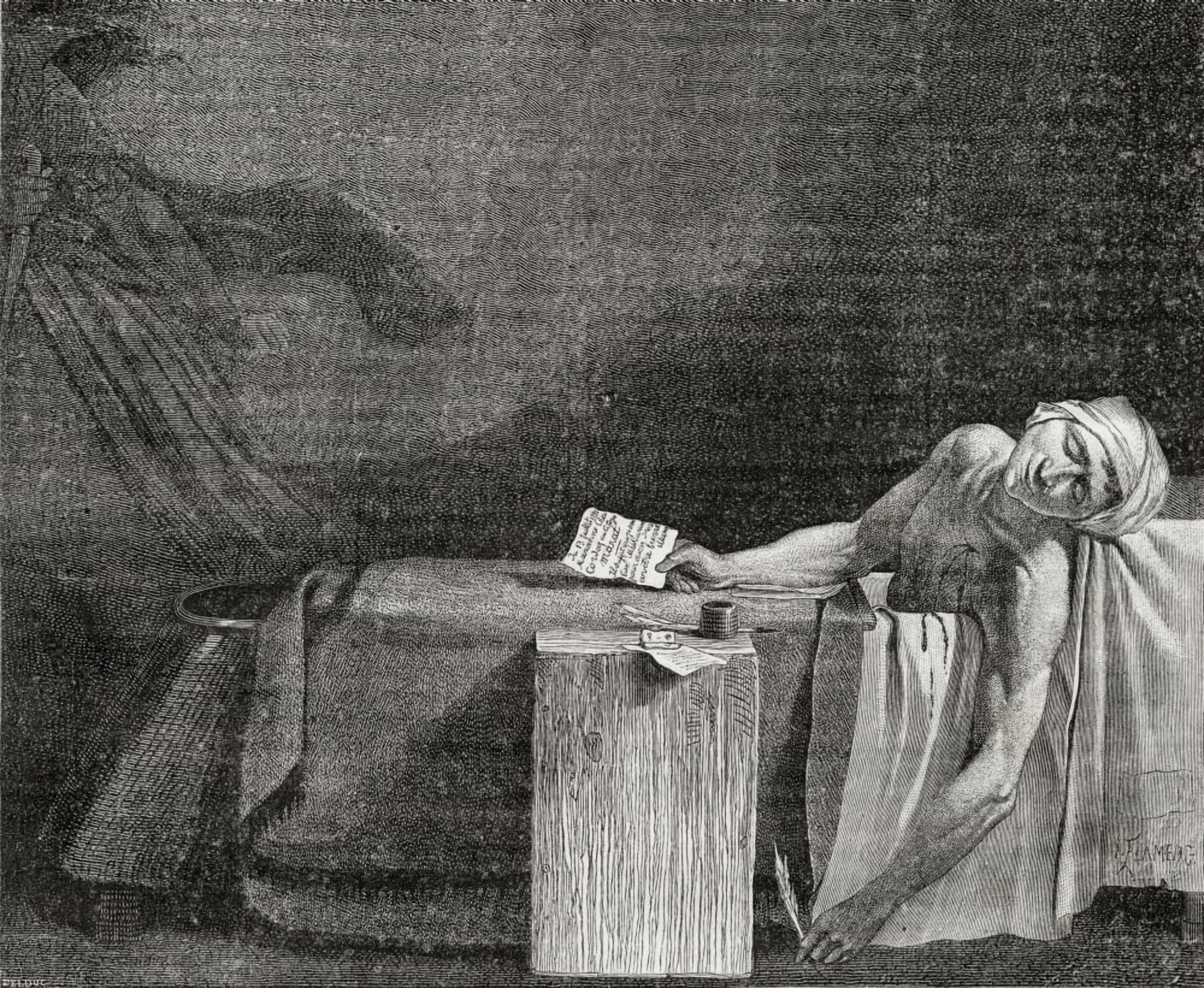 Death Of Marat 13 July 1793 Jean-Paul Marat 1743-1793 French Politician Physician And Journalist From Histoire De La Revolution Francaise By Louis Blanc Canvas Art - Ken Welsh Design Pics (32 x 26)