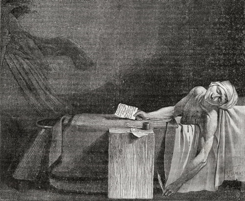 Death Of Marat 13 July 1793 Jean-Paul Marat 1743-1793 French Politician Physician And Journalist From Histoire De La Revolution Francaise By Louis Blanc Canvas Art - Ken Welsh  Design Pics (16 x 13)