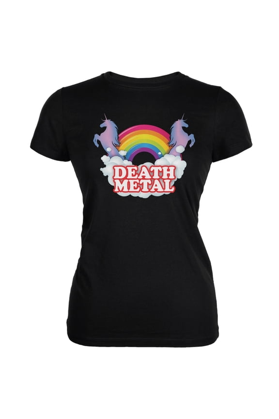 Death Metal Rainbow Black Juniors Soft T-Shirt - Small