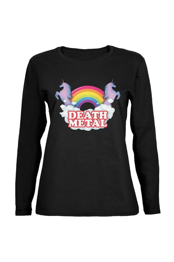 Death Metal Rainbow Black Womens Long Sleeve T-Shirt - X-Large