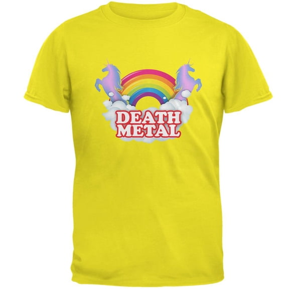 Death Metal Rainbow Mens T Shirt Bright Yellow 2XL