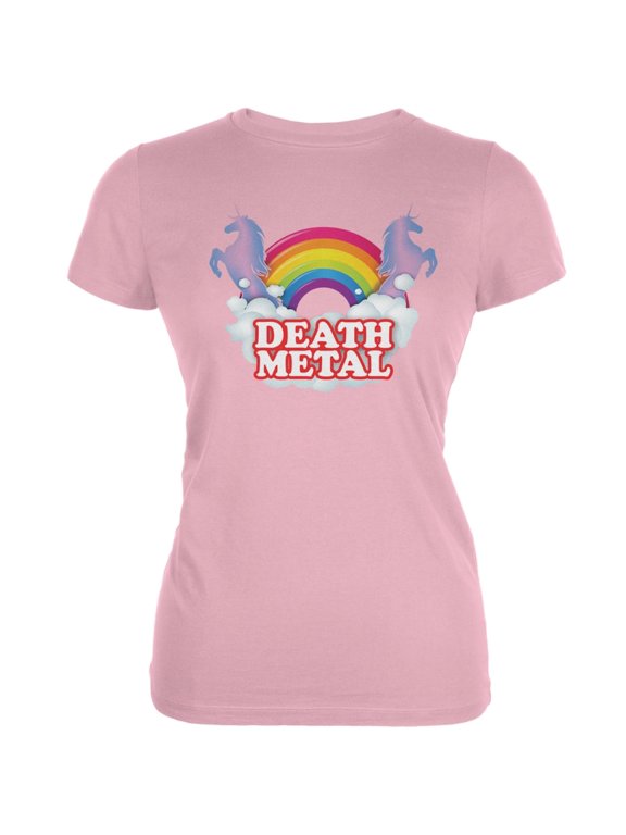 Death Metal Rainbow Pink Juniors Soft T-Shirt - Large