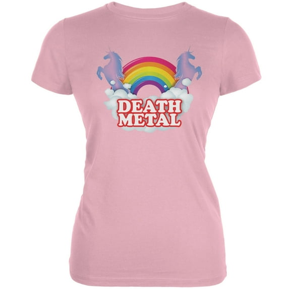 Death Metal Rainbow Pink Juniors Soft T-Shirt - Medium