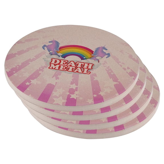 Death Metal Rainbow Set of 4 Round Sandstone Coasters