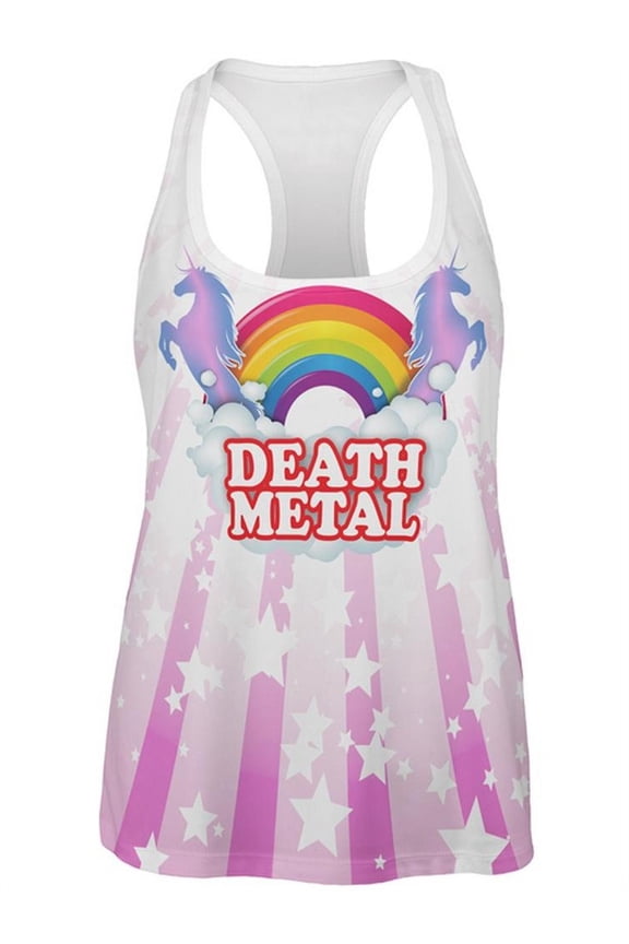 Death Metal Rainbow Unicorns All Over Womens Work Out Tank Top Multi 2XL