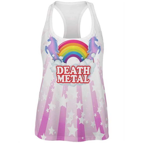 Death Metal Rainbow Unicorns All Over Womens Work Out Tank Top Multi SM