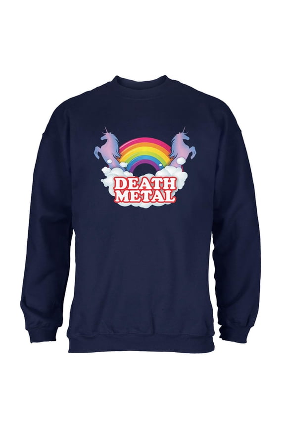 Death Metal Rainbow Unicorns Mens Sweatshirt Navy 2XL