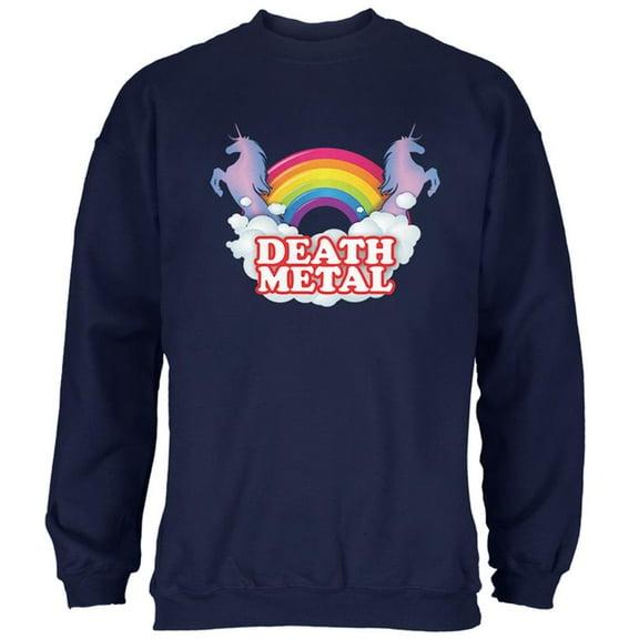 Death Metal Rainbow Unicorns Mens Sweatshirt Navy 3X-LG