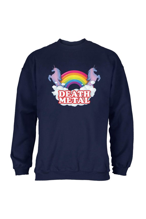 Death Metal Rainbow Unicorns Mens Sweatshirt Navy SM