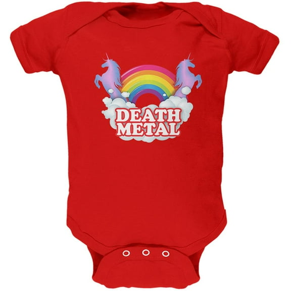 Death Metal Rainbow Unicorns Soft Baby One Piece Red 12-18 M