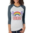 thumbnail image 1 of Death Metal Rainbow Unicorns Unisex Raglan T Shirt, 1 of 1