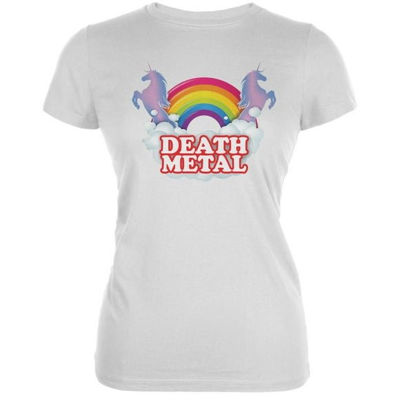 Death Metal Rainbow White Juniors Soft T-Shirt - 2X-Large