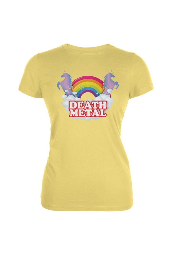 Death Metal Rainbow Yellow Juniors Soft T-Shirt - Large