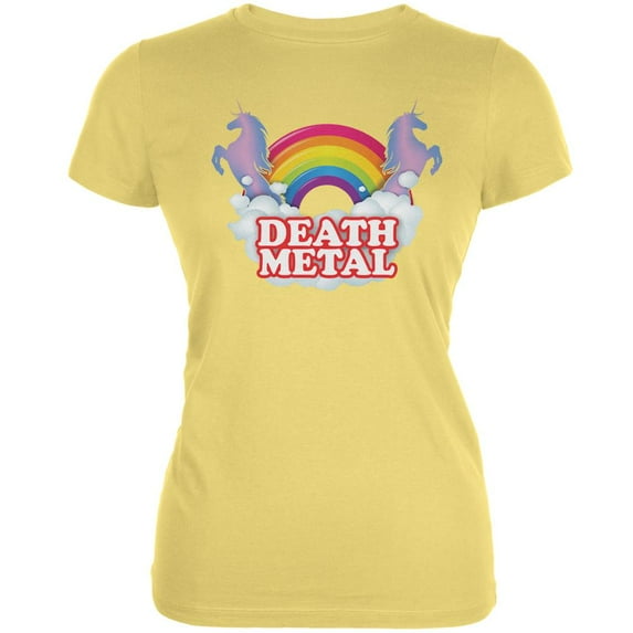 Death Metal Rainbow Yellow Juniors Soft T-Shirt - Small