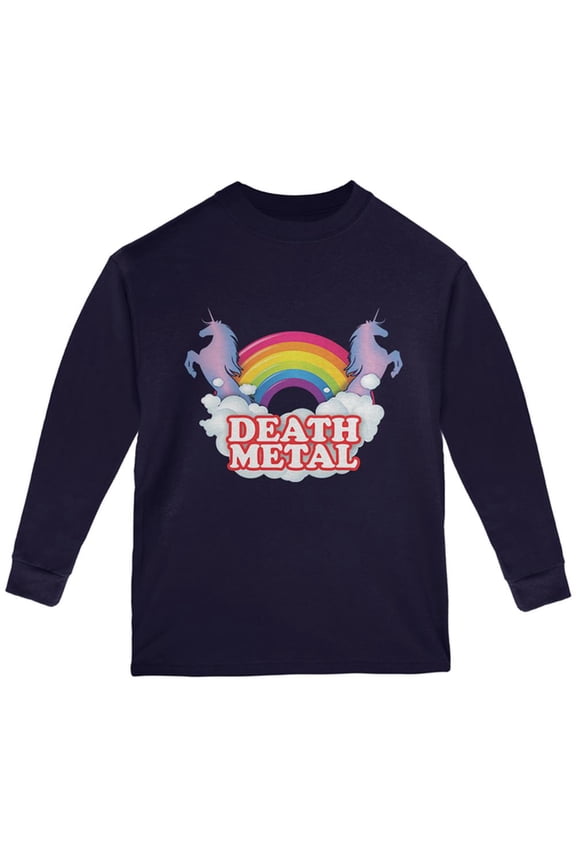 Death Metal Rainbow Youth Long Sleeve T Shirt Navy YMD