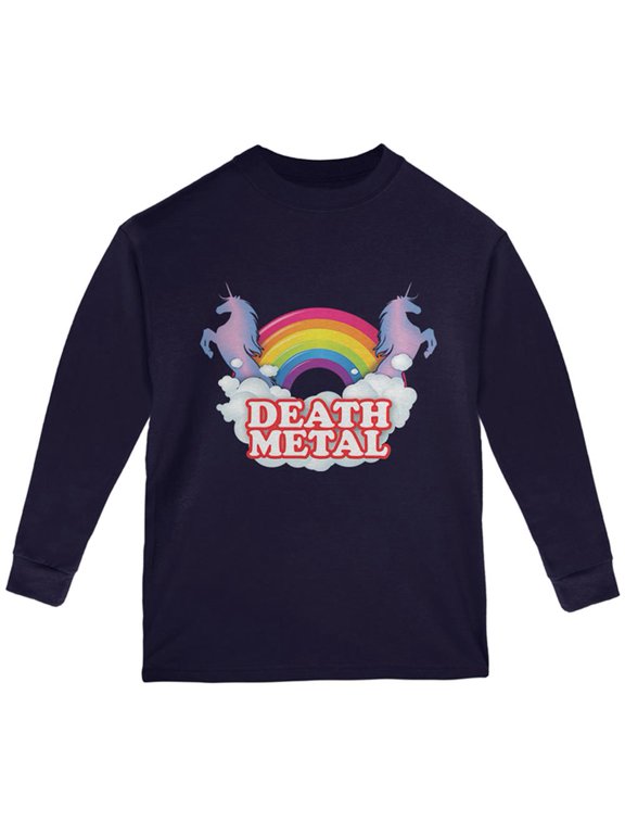 Death Metal Rainbow Youth Long Sleeve T Shirt Navy YSM