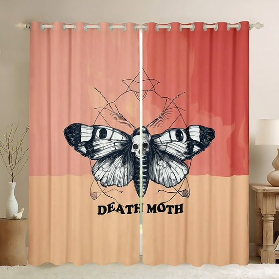 Death Moth Curtains Halloween Decor Gothic Style 30%-50% Blackout Curtains Sugar Skull Print Bedroom Curtains Halloween Themed Window Curtains Happy Halloween Curtains,84"Wx84"L