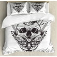thumbnail image 1 of Death Moth Duvet Cover Set Queen Size, Sacred Geometry Skull Dead Head Alchemy Hipster Tattoo Style Art, Decorative 3 Piece Bedding Set with 2 Pillow Shams, White and Dark Blue Grey, by Ambesonne, 1 of 3
