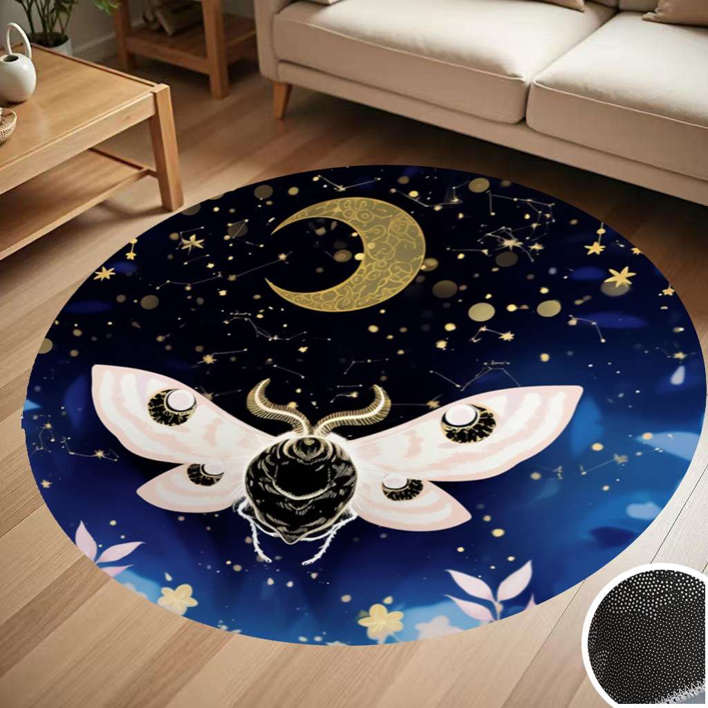 Death Moth Moon Round Carpet Living Room Bedroom Home Decoration Coffee ...
