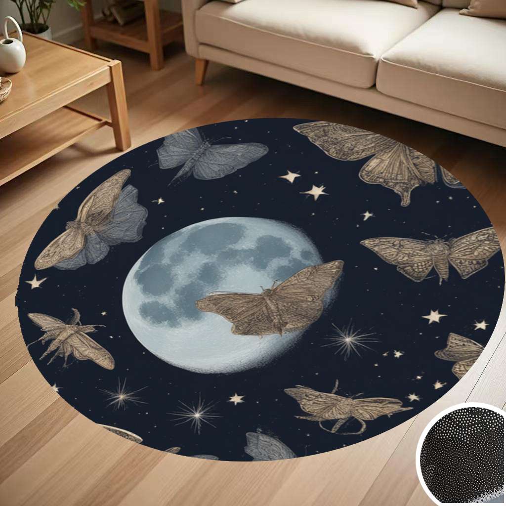 Death Moth Moon Round Carpet Living Room Bedroom Home Decoration Coffee ...