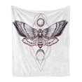 thumbnail image 1 of Death Moth Soft Flannel Fleece Throw Blanket, Deadhead Butterfly with Cosmos Gothic Print, Cozy Plush for Indoor and Outdoor Use, 50" x 60", Dark Purple and White, by Ambesonne, 1 of 6