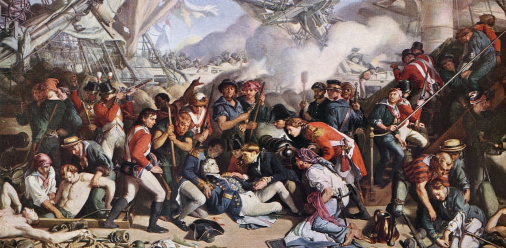 The Death Of Nelson Painting By Daniel Maclise From The Worlds Greatest Paintings Published By Odhams Press London 1934 Canvas Art - Ken Welsh Design Pics (40 x 20)