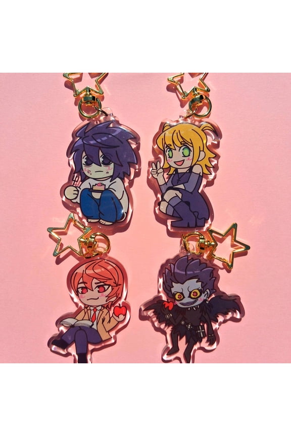 Death Note Acrylic Keychain, Misa Amane, Light Yagami, L Lawliet, Ryuk, RANDOM 1 PACK