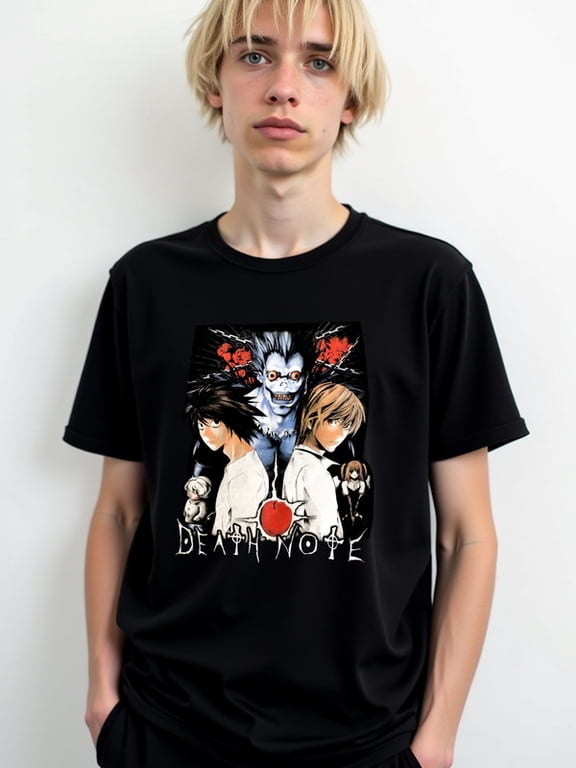 Death Note Anime T-Shirt men round neck T-shirt black gifts elegant Fashionable summer T-shirt, machine washable Trendy Unisex Shirt Graphic tshirts