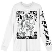 Death Note Black-and-White Shinigami Adult White Long-Sleeve Tee-XL