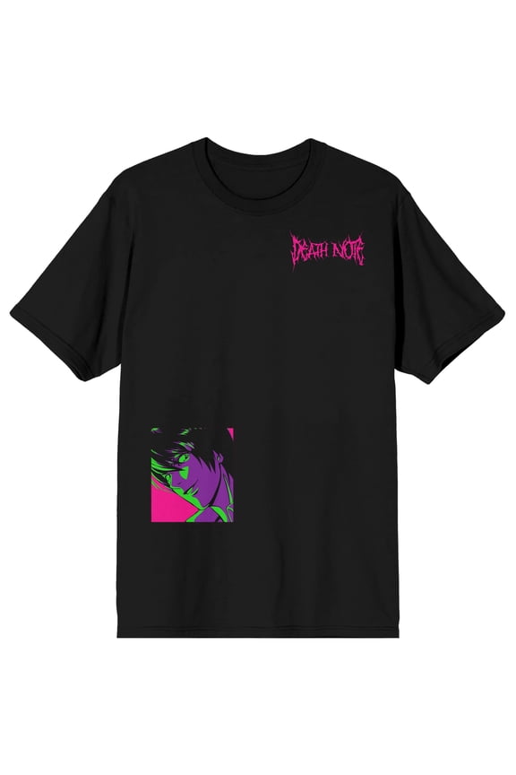 Death Note Box Art And Logo Crew Neck Short Sleeve Men's Black T-shirt-Medium