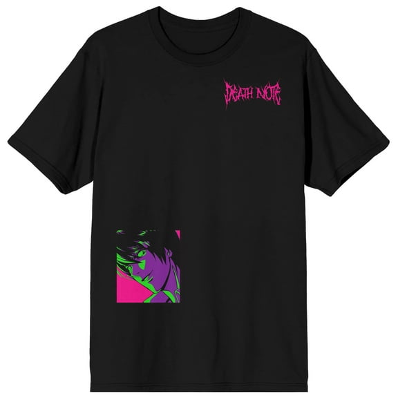 Death Note Box Art And Logo Crew Neck Short Sleeve Men's Black T-shirt-Small