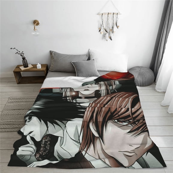 Death Note Cartoon Printing Throw Blanket, All Seasons Flannel Fleece Blanket, Soft & Warm Plush Blankets for Couch Sofa Bed Camping Travel, 40"x30"