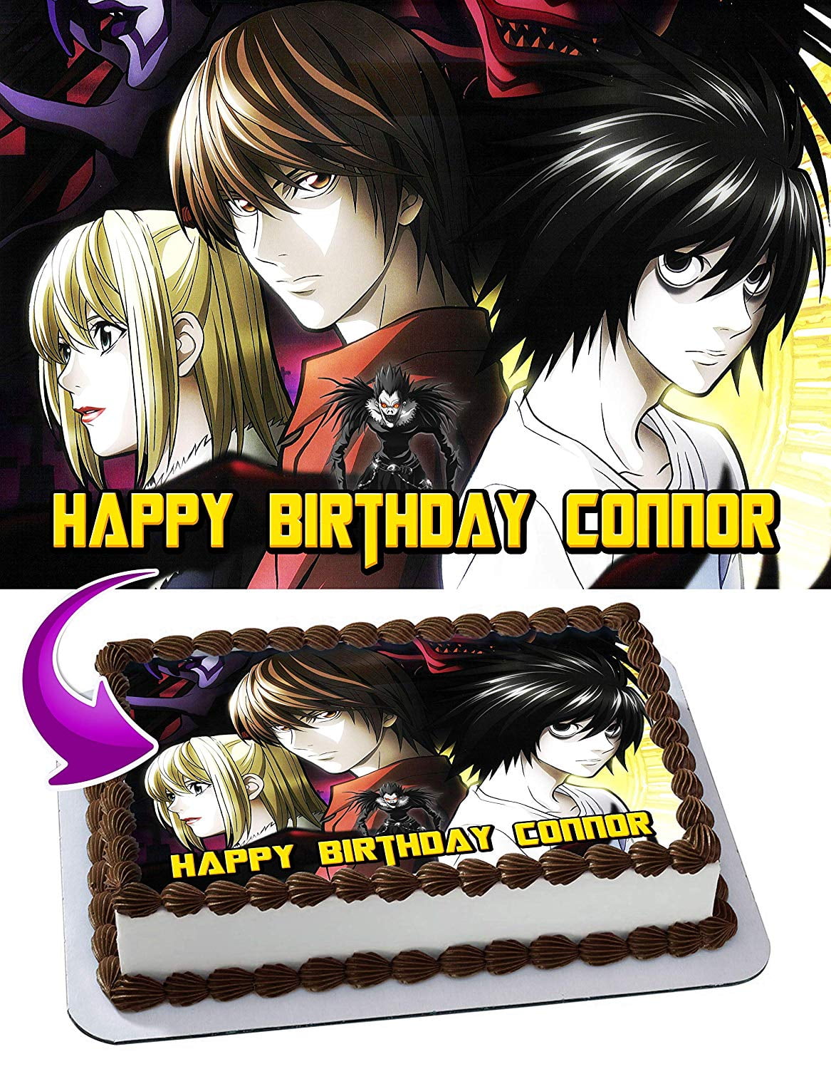 Personalized Death Note Edible Cake Topper - Birthday - 1/4 Sheet (8 ...