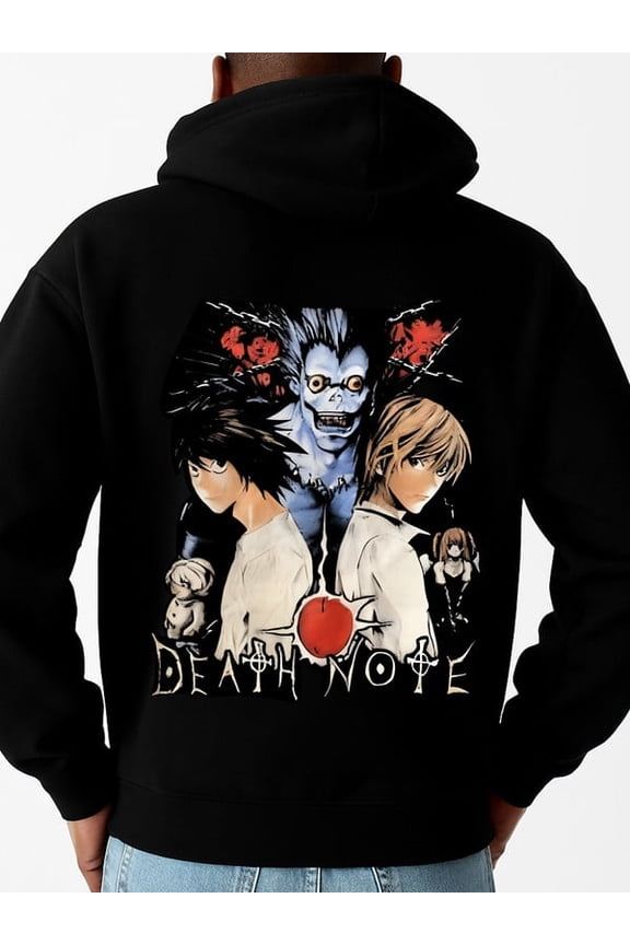 Death Note Hoodie sweatshirt men's polysester black Breathable stretch fabric, crew neck long sleeve sweatshirt suitable for autumn outdoor sports and casual wear pullovers dames Retro Unisex Shirt S