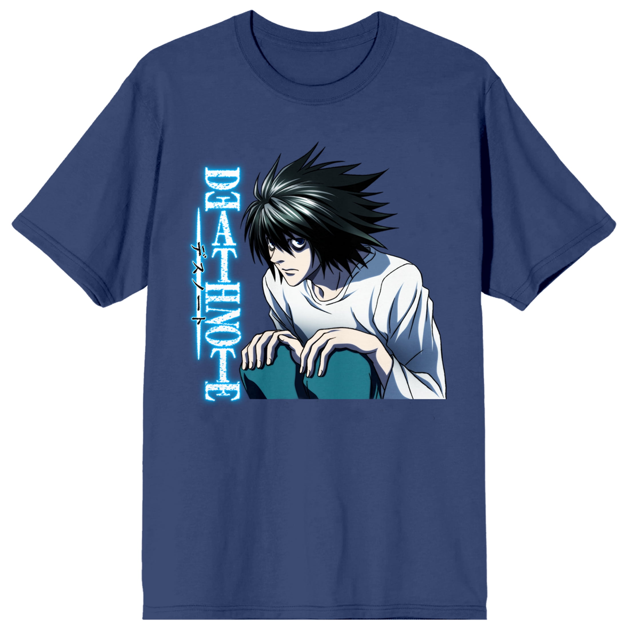 ”DEATH NOTE デスノート　アニメTシャツ　L Death Note L Main Art Crew Neck Short Sleeve Navy Women's T-shirt