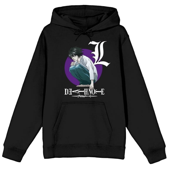 Death Note L Symbol Hooded Sweatshirt For Adult Anime Fans-Large